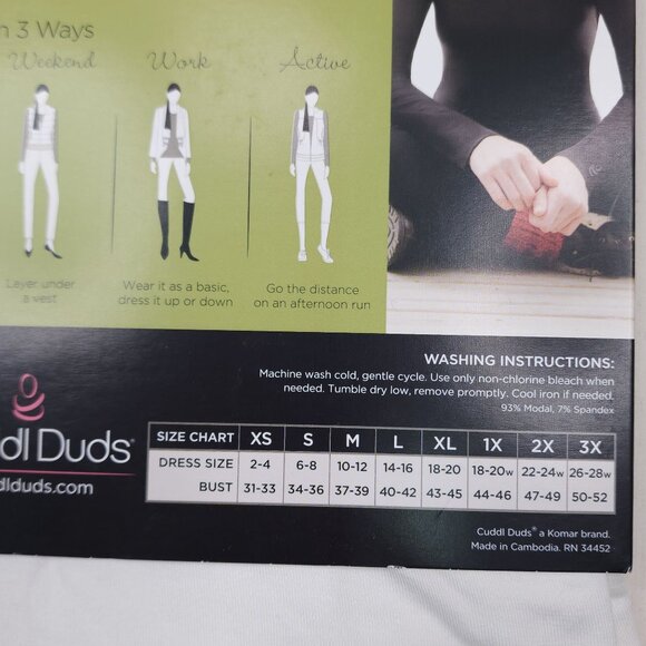 Cuddl Duds Softwear Long Sleeve Crew Medium Stretch Modal Blend Top Off White - Picture 6 of 13
